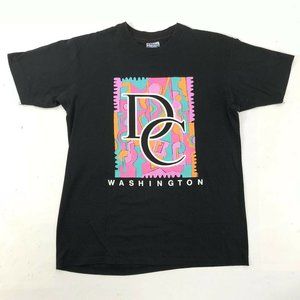 WASHINGTON DC Men's L Large T-shirt Black Vintage